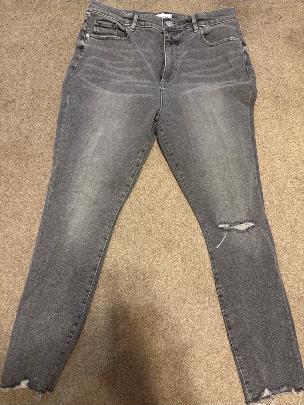 LOFT Women’s Gray Distressed Skinny Jeans - petite